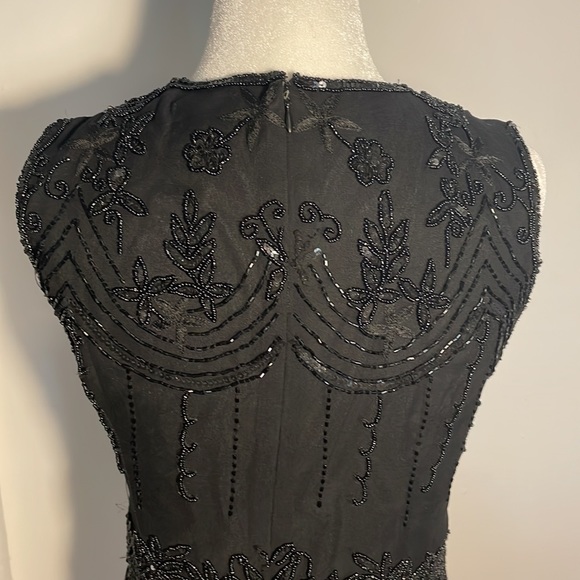 PAPELL BOUTIQUE Evening Black 100% Silk Top Beadwork & Sequins Vintage Size S - Picture 9 of 11